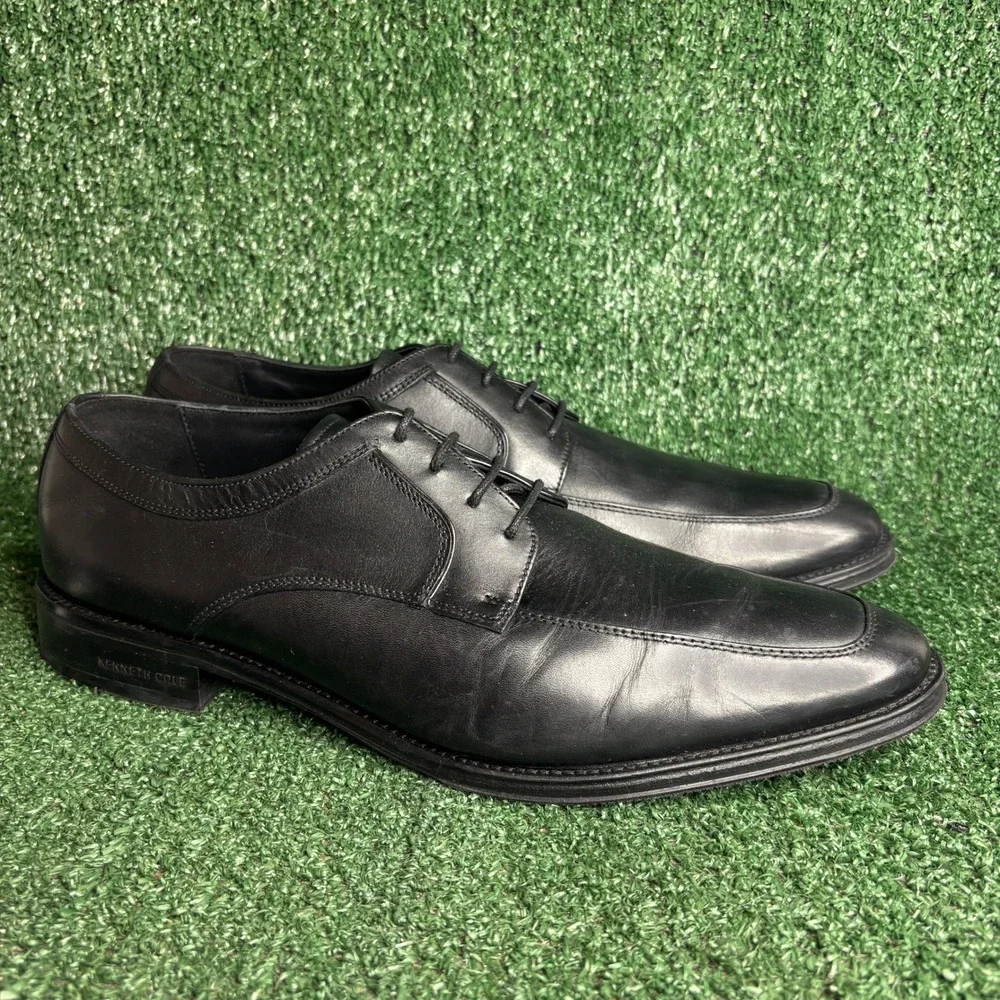 Kenneth Cole Tully Oxford Leather Lace Up Formal Dress Shoes Black Mens Size 12M
